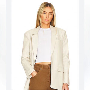 Steve Madden Women's Audrey Faux-Leather Boyfriend-Fit Blazer office minimalist